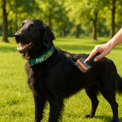 Cão Flat Coated Retriever com pelagem e cuidados