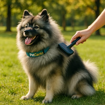 Cão Keeshond com pelagem e cuidados