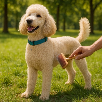 Cão Poodle com pelagem e cuidados