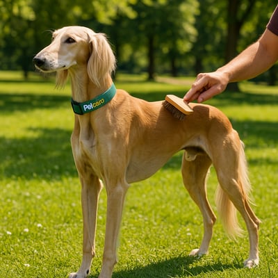 Cão Saluki com pelagem e cuidados