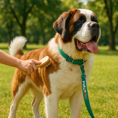 Cão São Bernardo com pelagem e cuidados
