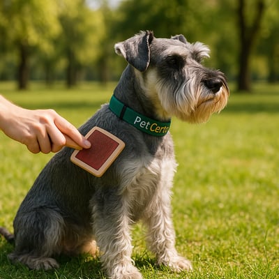 Cão Schnauzer com pelagem e cuidados