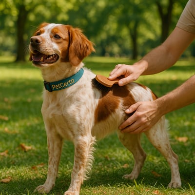 Cão Spaniel Bretão com pelagem e cuidados
