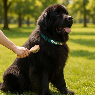 Cão Terra Nova com pelagem e cuidados